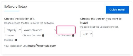 Software Setup with https, the domain and an empty directory