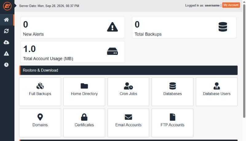 The JetBackup 5 dashboard in cPanel