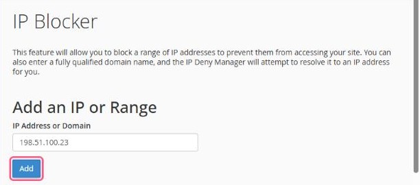 Blocking an IP address with IP Blocker